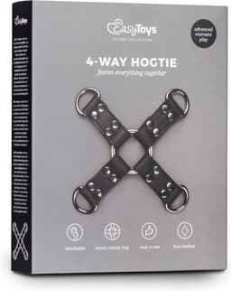 EasyToys - Kunstleren Hogtie - Duurzaam - Bondage Set - Handboeien - BDSM Set - BDSM Toys - Rollenspel Erotiek - Erotisch Spel - Sex Toys voor Vrouwen en Mannen - Zwart — thumbnail 4