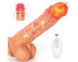 IntiMate® AdonisXL – 4 in 1 Realistische Dildo– 8 Stoot- & Vibratiestanden – met 360° Rotatie - 24Cm Dildo met Zuignap en Afstandsbediening - Sex Toys voor Vrouwen – Seksspeeltjes – Vibrators voor Vrouwen en Mannen