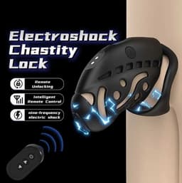 Urethrale E-stim stimulerende kuisheidskooi - Penisplug - Cockring - Schok - Stroom - 3 verschillende ringen - Lock - Slot - Scrotum - One size — thumbnail 5