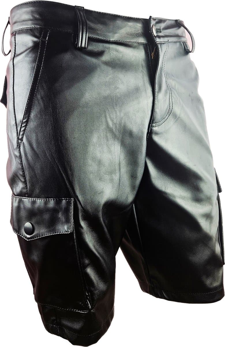 BNDGx® - Korte Broek Heren - Maat XL - Open kruis Erotische Sex kleding - Nep Leer BDSM porno outfit Man Rollenspel kleding — afbeelding 1