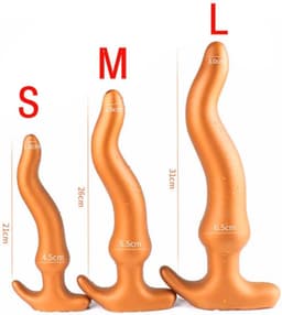 Gold Play - Soft Liquid Siliconen Anaal Dildo - Wave - Goud S — thumbnail 4