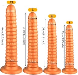 Gold Play - Soft Liquid Siliconen Anaal Dildo Ribbed - Goud S — thumbnail 3