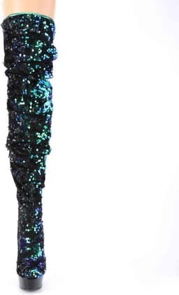 Pleaser - DELIGHT-3004 Plateau overknee Laarzen - US 6 - 36 Shoes - Groen/Zwart — thumbnail 2