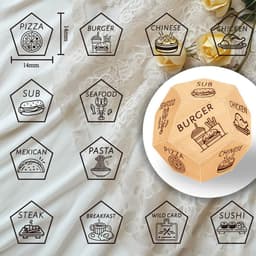 Allecto Plus - Houten Voedsel Dobbelstenen Set - 12 Soorten Voedsel - Huwelijksgeschenken - Grappig - Valentijnsdag - Vriend Vriendin - Sieraden Ring Doos — thumbnail 4