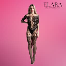 Elara - Carmen - Bodystocking Erotische Lingerie met Open Kruis - Catsuit - S t/m XL - Sexy Dames Lingerie - Bodysuit — thumbnail 5