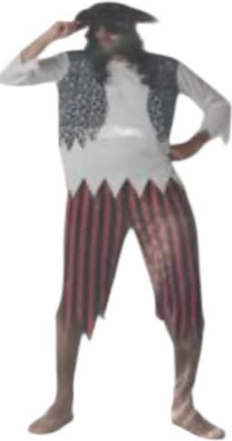 Verleidelijke Piraat Verkleedset – Gestreepte Broek, Gerafelde Blouse, Skull Vest & Hoofddoek – XL — thumbnail 1