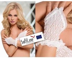 SoftLine elegante kanten korte handschoenen- wit One size
