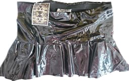 BamBella® - Datex mini Rok - Maat S/M zwart Rollenspel sm dames sexy Glans kleding mix van Latex en stof | Datex — thumbnail 3