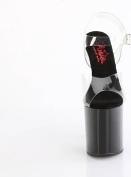 Pleaser - NAUGHTY808 Sandaal met enkelband, Paaldans schoenen - US 7 - 37 Shoes - Transparant/Zwart — thumbnail 3