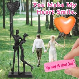 Romantisch IJzeren Sculptuur Paar - Handgemaakt Metalen Standbeeld voor Liefde en Huwelijksgeschenken — thumbnail 5