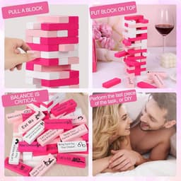 Roze Torenspel - Houtblokken Set - Date Night Spel - 6 DIY Blokken - 54 Stuks - Roze — thumbnail 5