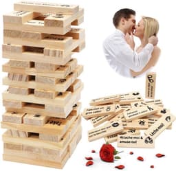 Ondeugende Blokkentoren - Houten Stapelspel - Avondje Plezier - 48 Verrassende Blokken - 7x3cm Blokken — thumbnail 1
