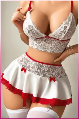 Purple-Daisy Lingeriesets voor vrouwen Smi Sheer Sexy Lingerie voor vrouwen Naughty Lace Minirok Meidenkostuum Nachthemd PDS0025-W - Maat L/XL - WIT — thumbnail 2