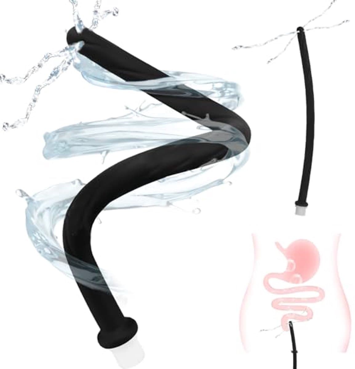 Ynkkvre - 43 cm Anale Douche - Klysma voor Darmreiniging - Diepe Reiniging met 4 Gaten en Medische Siliconen - 1 Stuk - Voor Vrouwen en Mannen Zwart — afbeelding 1