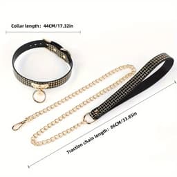 Kinky Gouden Bondage Halsband met Ketting – Fetish choker voor rollenspel & dominatrix – O-Ringchoker, Zwarte PU-leren Ketting, Gotisch Accessoire – Perfect voor Wasteland – Erotische Lingerie – B.I.T.C.H. & kinky events | Dare to Undress — thumbnail 4