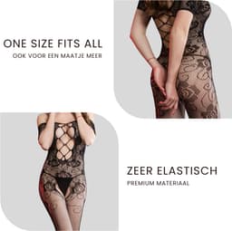 Elara Nora – Sexy Bodystocking Catsuit met Open Kruis – Elastische Visnet Lingerie – S / M / L / XL — thumbnail 3