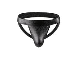 LekkerStout Jockstrap - Zwart - PU Leder - Honingraat - Maat XL | LS192