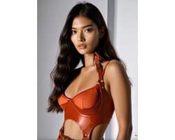 Sexy Lingerieset – PU Lederen Harnass Body – Lingerie Erotisch – Dames – Bondageset – Harnasset – Verstelbaar – Bondage – Erotische Lingerie Dames – Fetish – SM – Rood – Kinky Lingerie – BDSM – Wasteland – B.I.T.C.H. – Dare to Undress – One Size