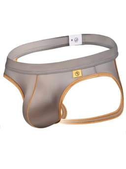Sexy Ice Silky Jockstrap - Grijs met Gouden Details - Zijdezacht & Verleidelijk - Maat XL | LS108 — thumbnail 1