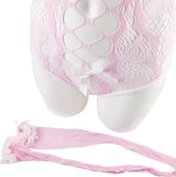 BamBella ® Sexy Cosplay Rollenspel kleding - Onesize - outfit dames bunny pak wit roze jumpsuit set — thumbnail 4