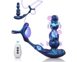 Daity Anale Vibrator voor Mannen – Prostaat Stimulator met Afstandsbediening – Vibrerende Buttplug Seksspeeltje – Stil & Oplaadbaar – Blauw