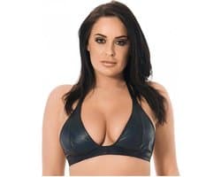 Rimba Bondage Play - Leren BH Top met Clipsluiting Achter - Zwart