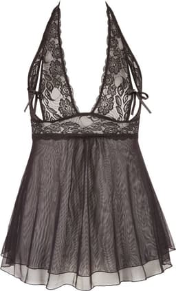 Cottelli Plus Size –  Nacht Jurk Babydoll Variant Leukste Cadeau in het Donker voor Partner – Maat XL – Zwart — thumbnail 3