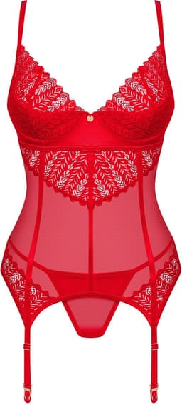 Obsessive - Ingridia Korset & String - Rood XS/S | Erotische Lingerie | Lingerie Set | Sexy Lingerie — thumbnail 4