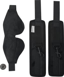 Banoch Cuffs & Blindfold | Zachte BDSM Handboeien met Klittenband | Zwart | Comfortabel & Verstelbaar | Inclusief oogmasker | bondage — thumbnail 5