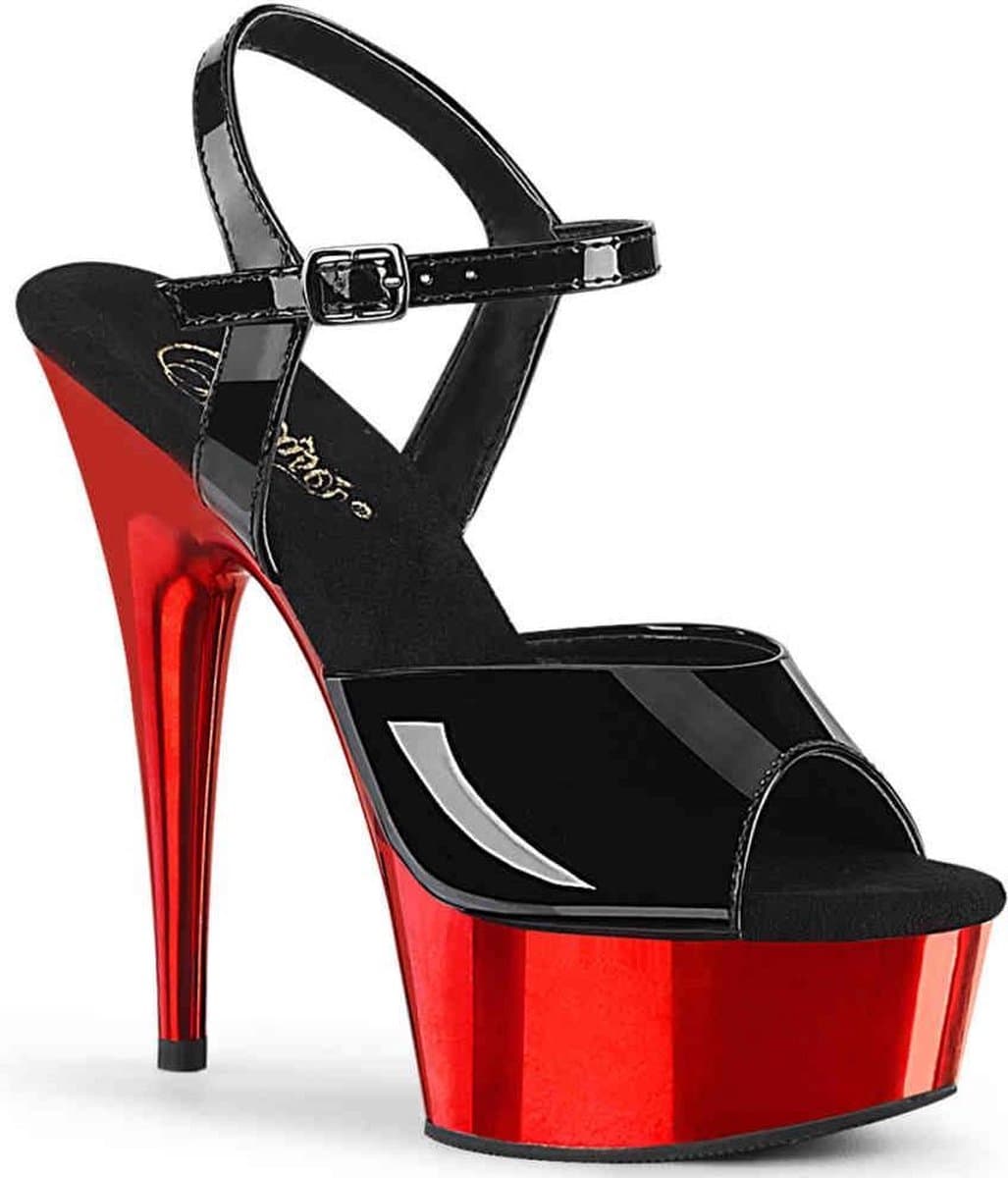 Pleaser - DELIGHT-609 Sandaal met enkelband - US 5 - 35 Shoes - Zwart/Rood — afbeelding 1