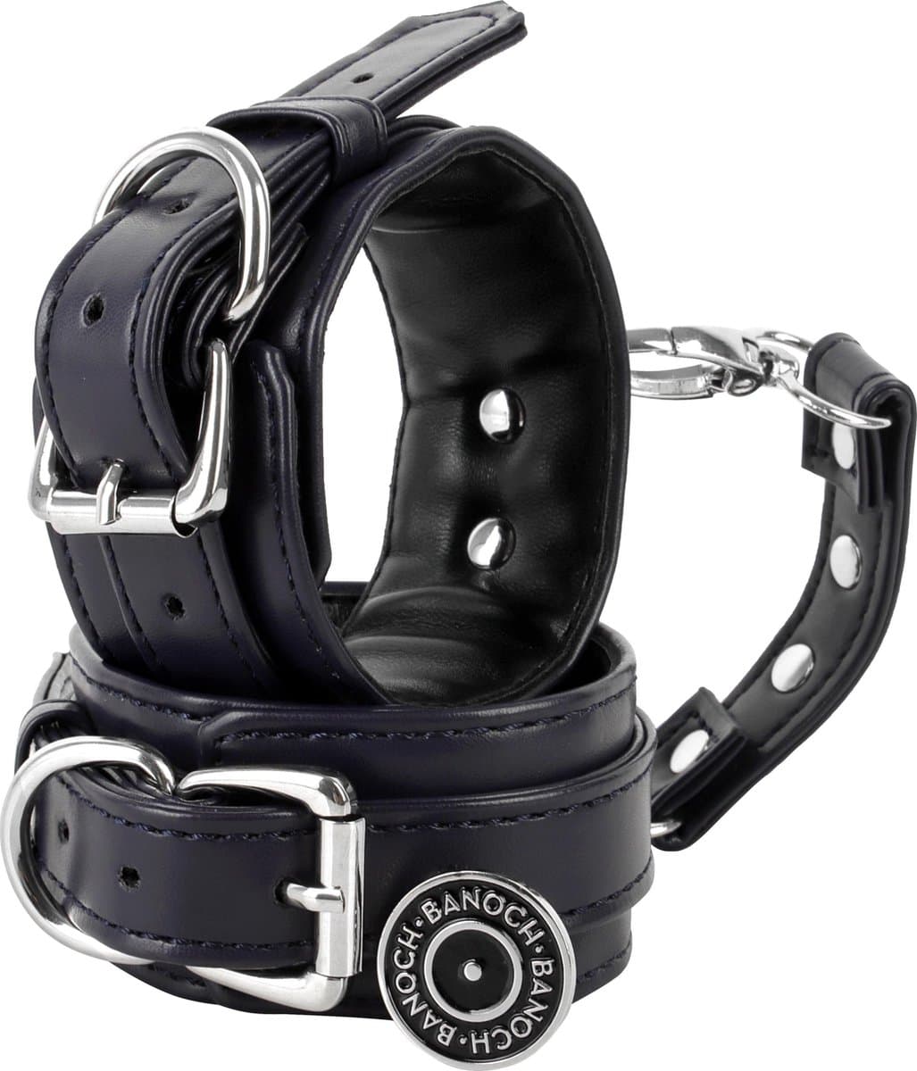 Banoch | enkelboeien van pu leer | zwart / zilver| bondage — afbeelding 1