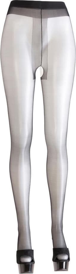 Cottelli Collection – Satijnglans Erotische Kousen met Open Kruis en Uitnodigend voor Seks – Maat XL - Zwart — thumbnail 3