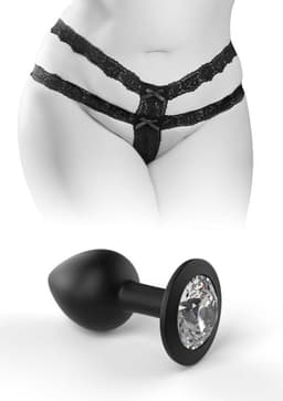 Pipedream - Crotchless Secret Gem +Size - Anal Toys Buttplugs Zwart — thumbnail 2