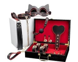 Zora Welles - BDSM set voor beginners - BDSM Extreem - BDSM Set Leer - BDSM Masker - BDSM Handboeien - BDSM Zweep - BDSM Set Mondbal met luxe opbergkoffer en meer!
