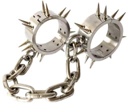Prolink Novelties® - Handboeien met een ketting verbonden - handcuffs - stainless steel - luxe uitvoering met pinnen — thumbnail 1