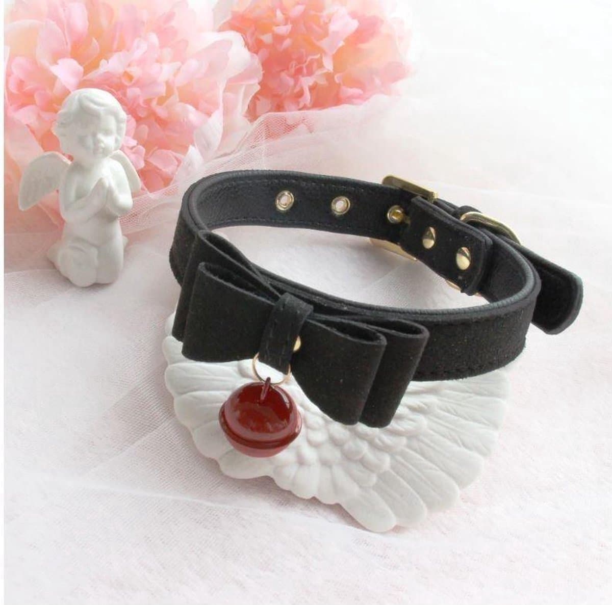 *** Bibbi`s Choker met Belletje - Bondage Ketting - Rollespel - Kinky Bdsm - Halsband - van Heble® *** — afbeelding 1