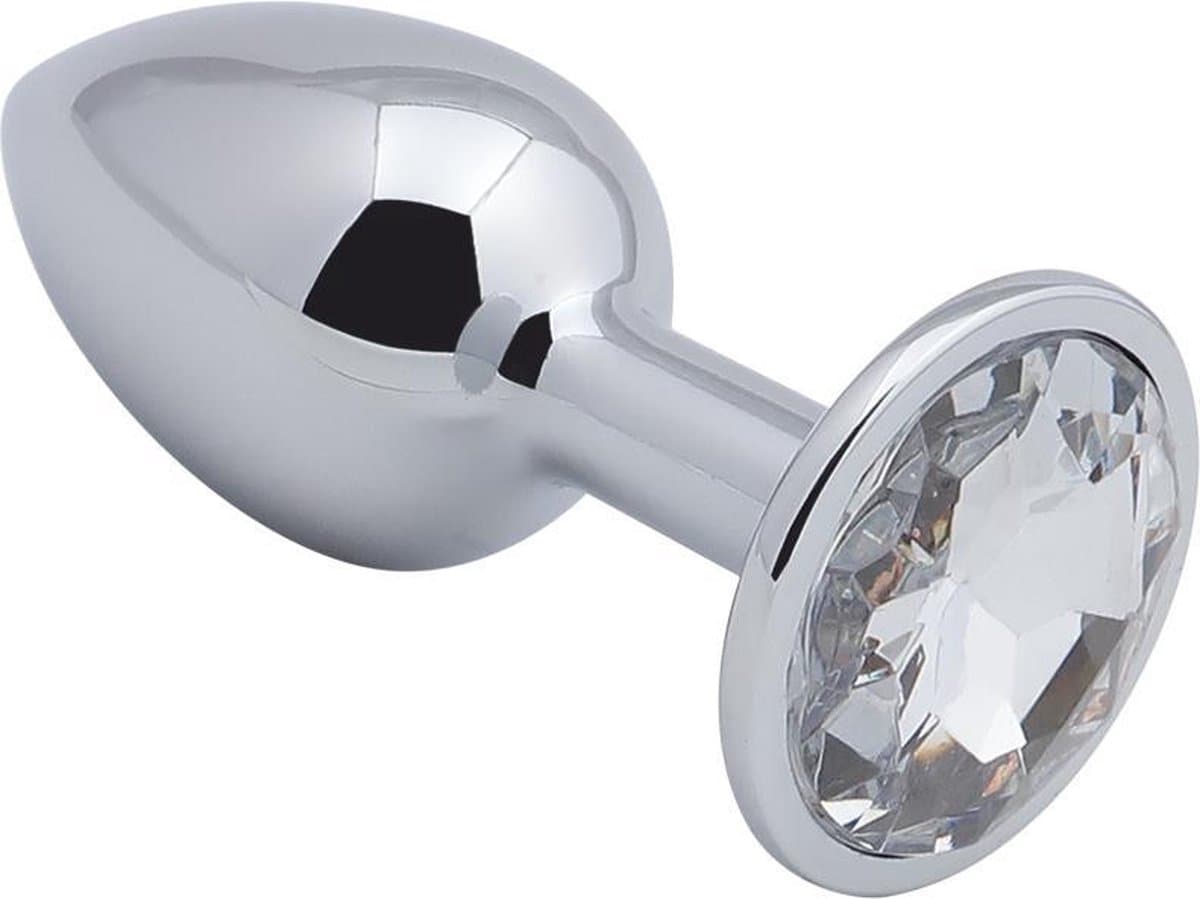 Banoch - Buttplug Aurora Clear Small - Metalen buttplug - Diamant steen - Wit — afbeelding 1