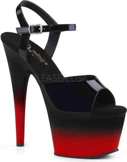 Pleaser - ADORE-709BR-H Sandaal met enkelband, Paaldans schoenen - 40 Shoes - Zwart/Rood — thumbnail 1