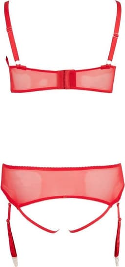 Cottelli Collection 3 Delige Bh-Set Met Kwart Cups - Rood — thumbnail 5