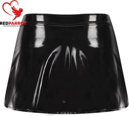Hoge taille mini rok - Open kruis - Sexy en Erotisch - BDSM - Latex look - Zwart — thumbnail 3