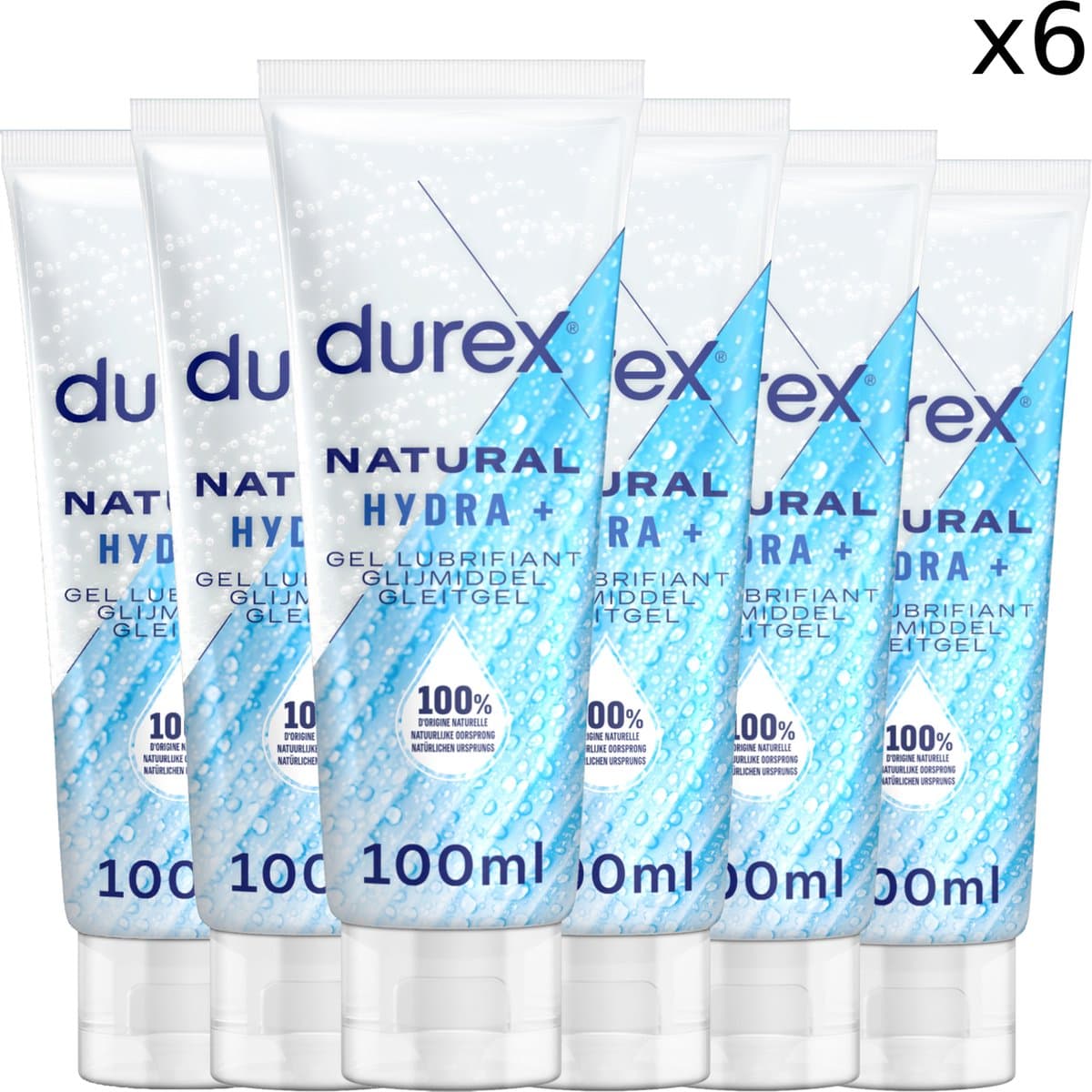 Durex Glijmiddel Natural - Hydraterend - 100% natuurlijk - 100ml x6 — afbeelding 1