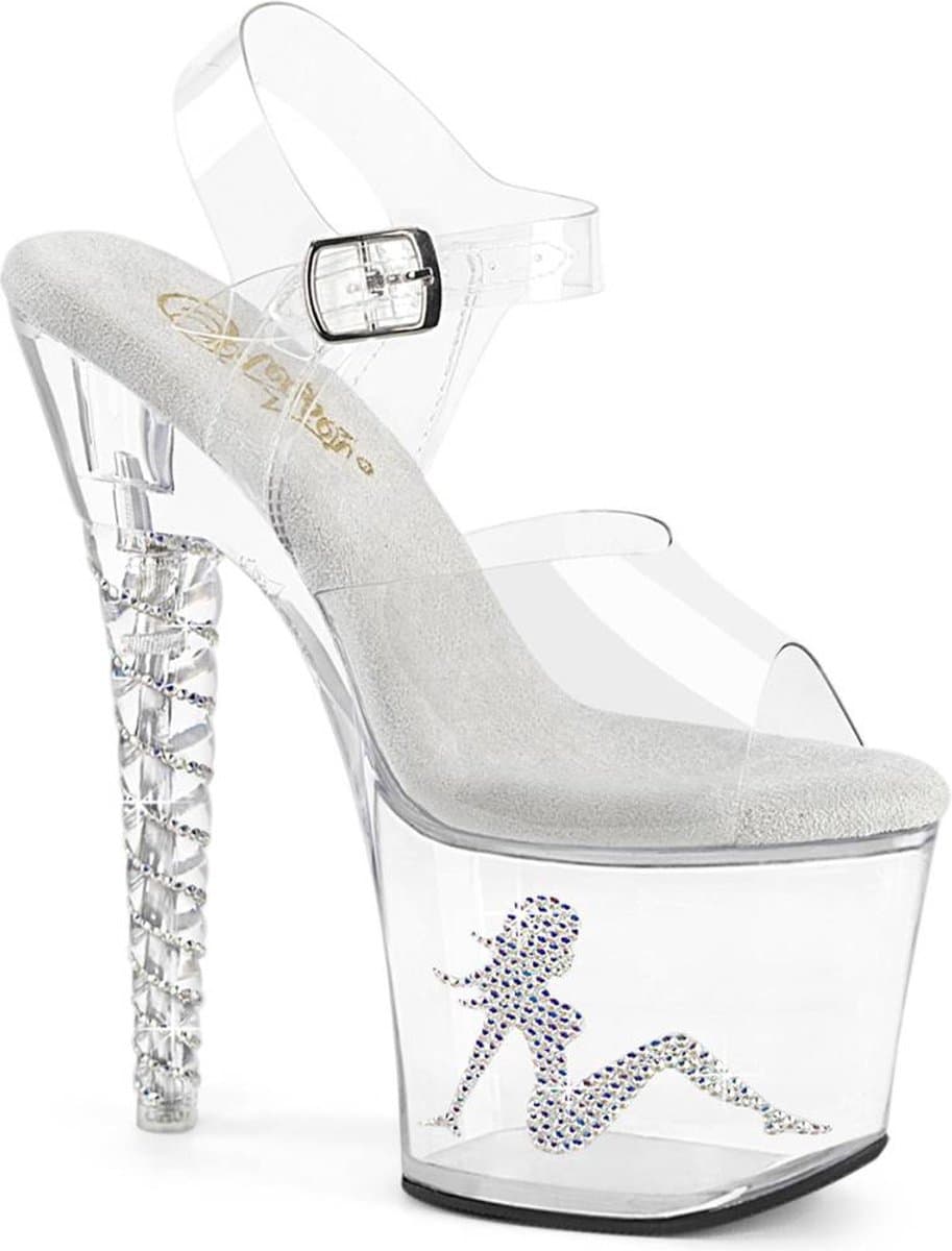 Pleaser - UNICORN708TGRS Sandaal met enkelband, Paaldans schoenen - US 10 - 40 Shoes - Transparant — afbeelding 1