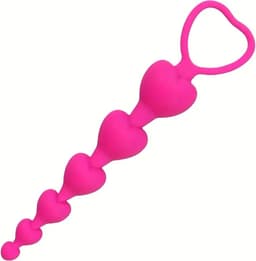 Anal Beads I Hartvormige Anale Kralen I Buttplug I Anaal Plug I Butt Plug I Gevorderen I 15 CM Inbrenglengte I Siliconen I Roze — thumbnail 3