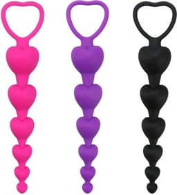 Anal Beads I Hartvormige Anale Kralen I Buttplug I Anaal Plug I Butt Plug I Gevorderen I 15 CM Inbrenglengte I Siliconen I Roze — thumbnail 2