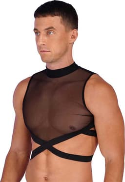 Erotisch Heren tank top - Transparant - Taille banden - Porno kleding - BDSM - Ritssluiting achterzijde — thumbnail 5