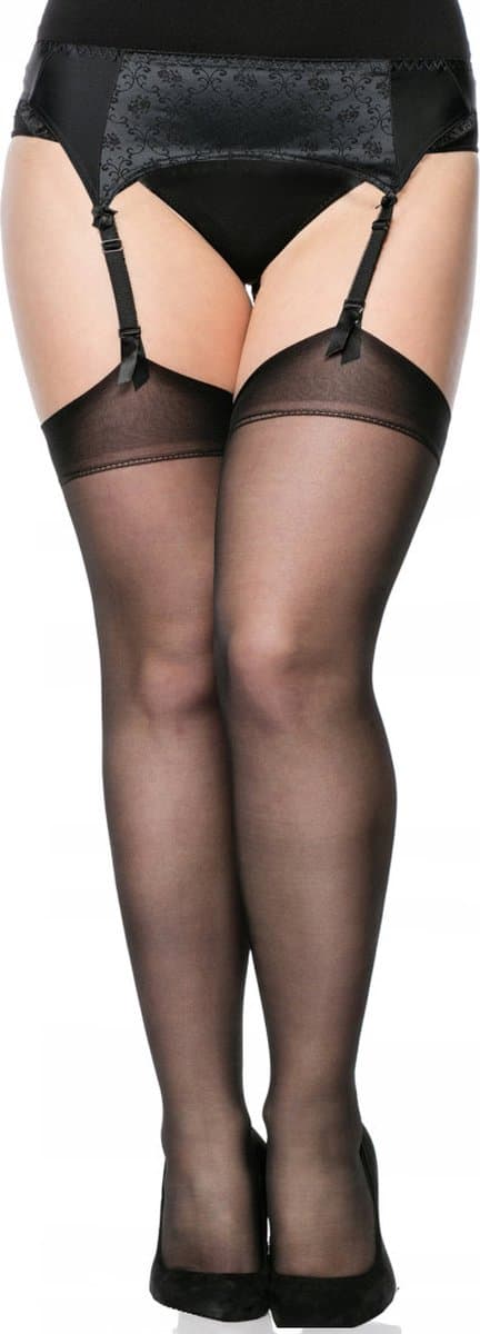 Caresse jarretelkousen Vintage 20 Curvy - zwart maat 3XL — afbeelding 1