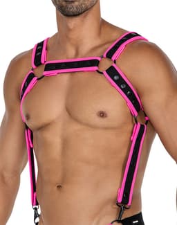 Cut4Men - Fetish Harnas - Tuigje - Neo - Roze/Zwart — thumbnail 1