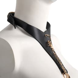 Banoch | Collar Classic | imitatie leer halsband zwart / goud | bdsm — thumbnail 2