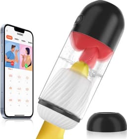 Realistische Masturbator met Tong - Penis Likken - Aftrekken - Pijp Machine - App bestuurbaar — thumbnail 1