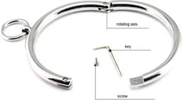 Metalen Halsband Choker met Schroefsluiting en Ketting – 120mm Diameter - BDSM — thumbnail 3